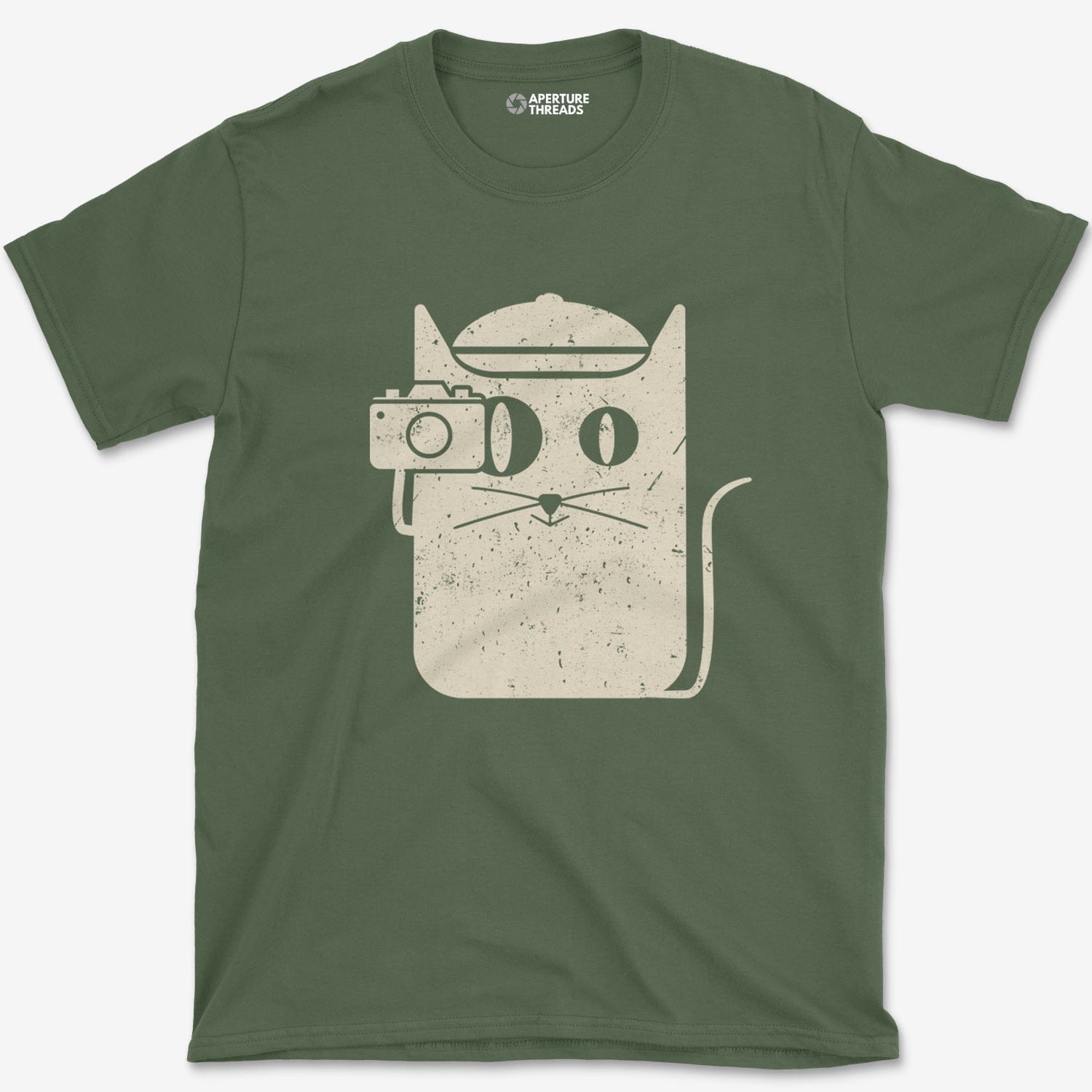 T-Shirt Military Green / S Cat Camera T-Shirt