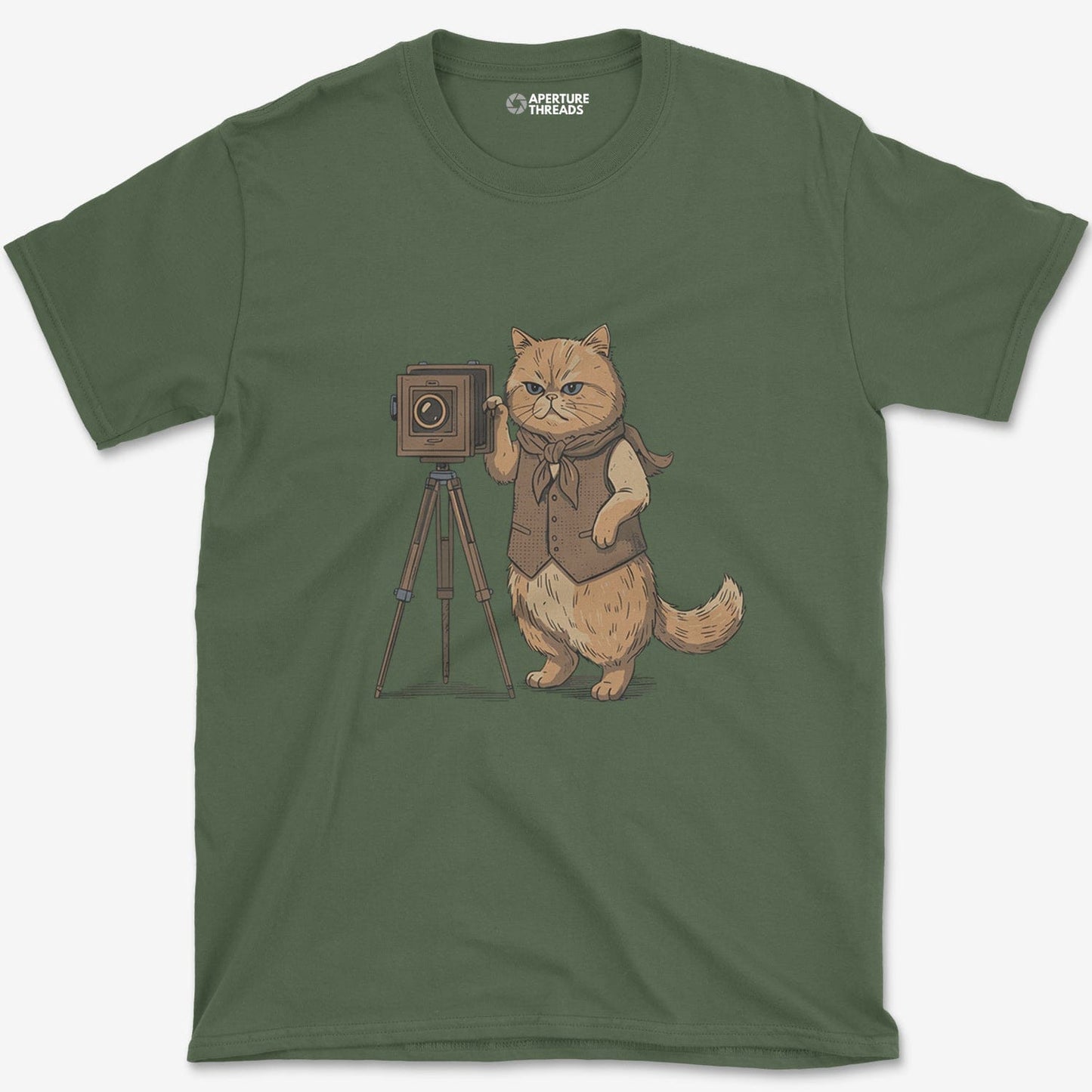 T-Shirt Military Green / S Cat Photographer T-Shirt