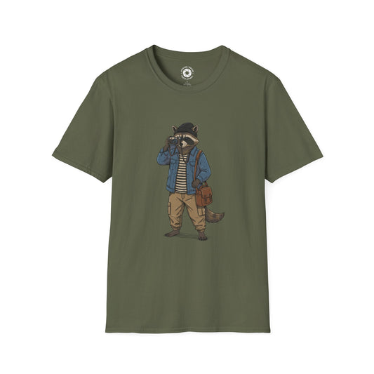 T-Shirt Military Green / S Racoon Photographer T-Shirt