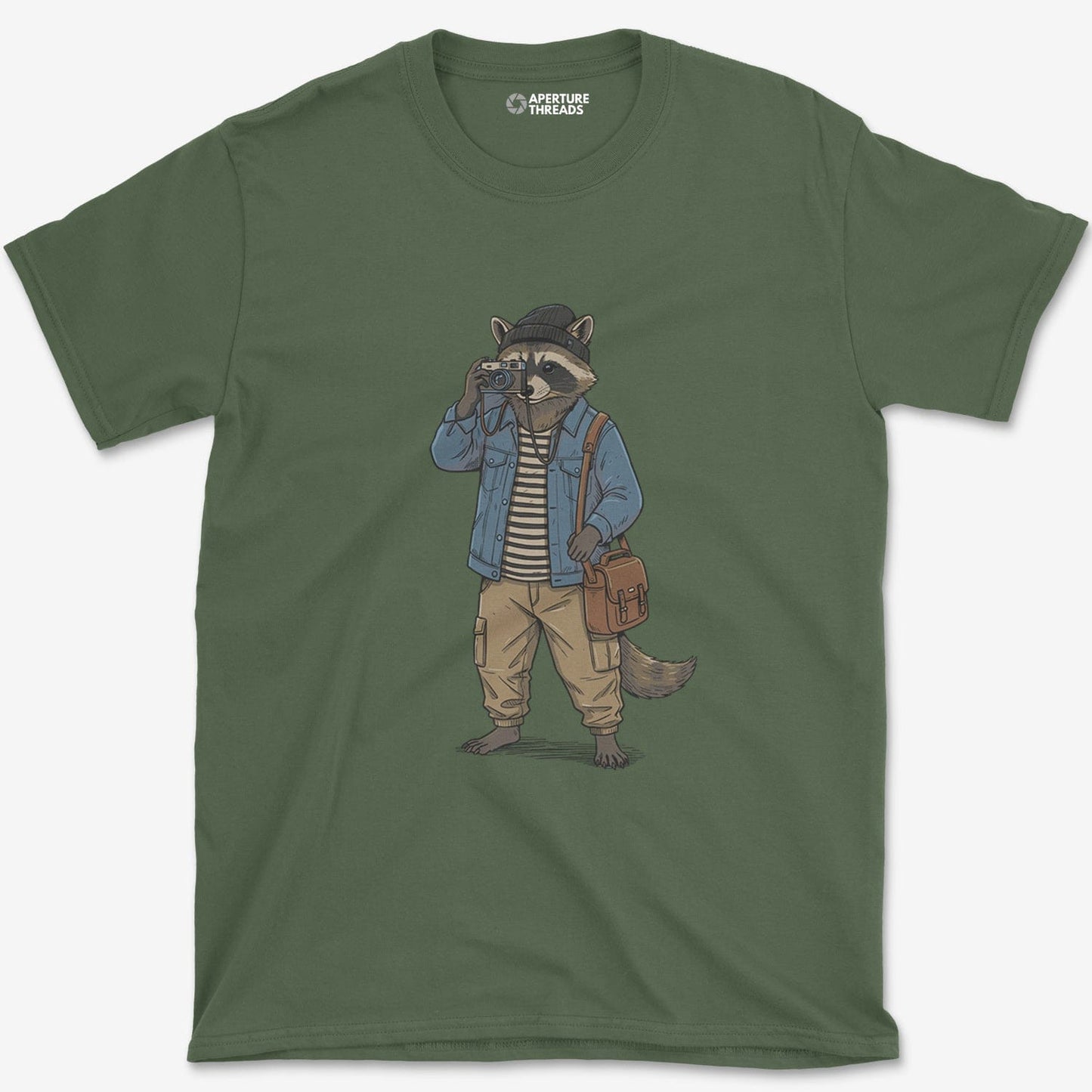 T-Shirt Military Green / S Racoon Photographer T-Shirt