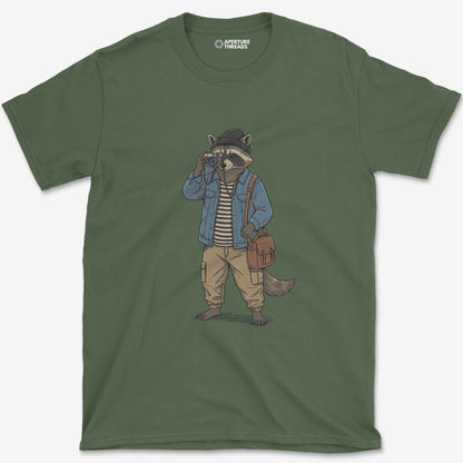 T-Shirt Military Green / S Racoon Photographer T-Shirt