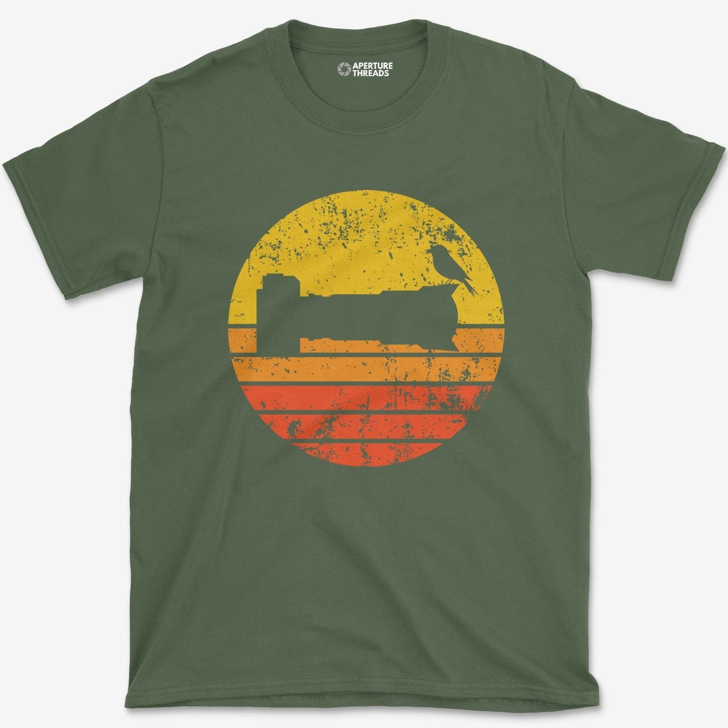 T-Shirt Military Green / S Sunset Bird Camera T-Shirt