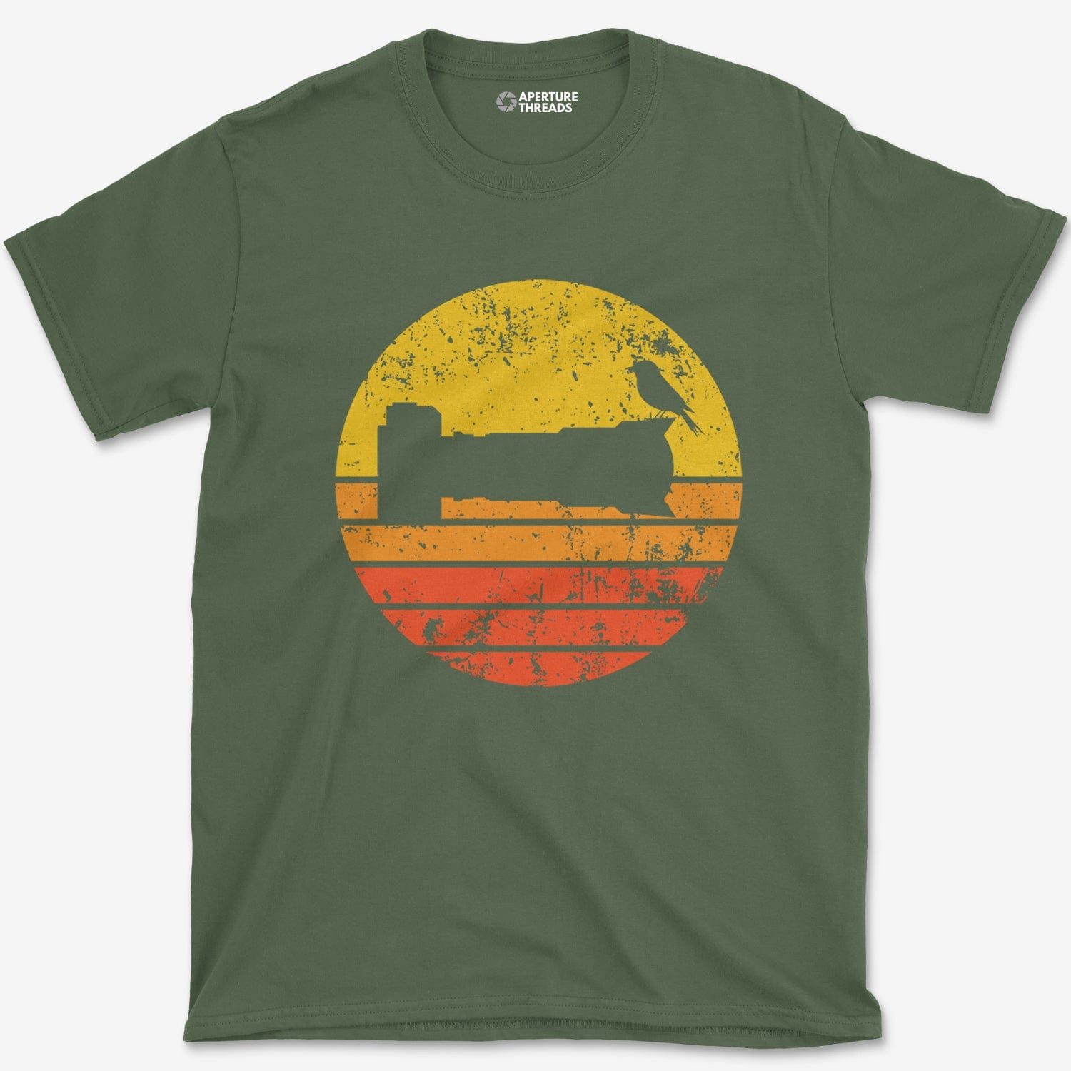 T-Shirt Military Green / S Sunset Bird Camera T-Shirt